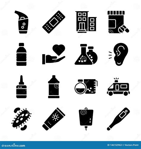 Medical Accessories Icons Pack Stock Vector Illustration Of Hand