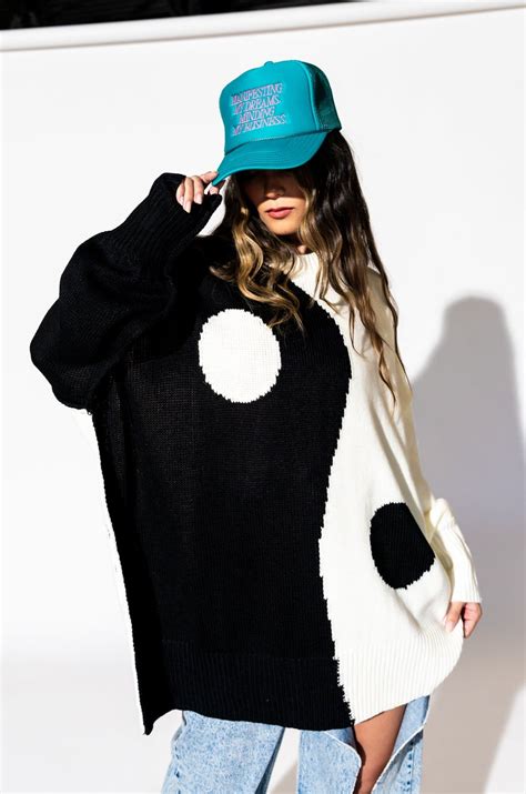Yin Yang Gang Oversized Knit In Black White Dressed In Lala
