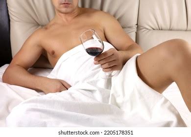 Man Naked Torso Lying Bed Glass Stock Photo Shutterstock