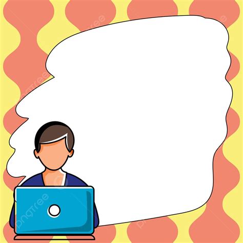 Man At Table With Laptop Speech Bubble Empty Dialog Box Vector Working