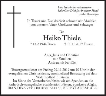 Traueranzeigen Von Heiko Thiele SZ Gedenken De