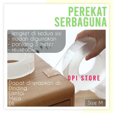 jual perekat lem dinding kuat serbaguna double tape lakban   meter