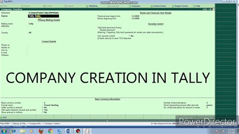 Company Creation In Tally Erp 9 Youtube