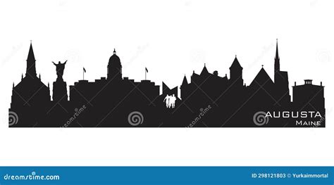 Augusta Maine City Skyline Vector Silhouette Stock Illustration