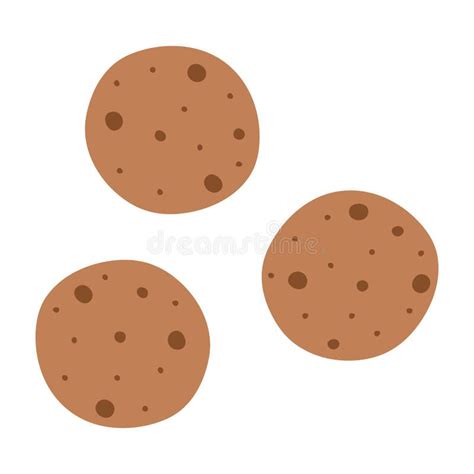 Tres Galletas De Chocolate De Avena En Forma Plana En Fondo Blanco