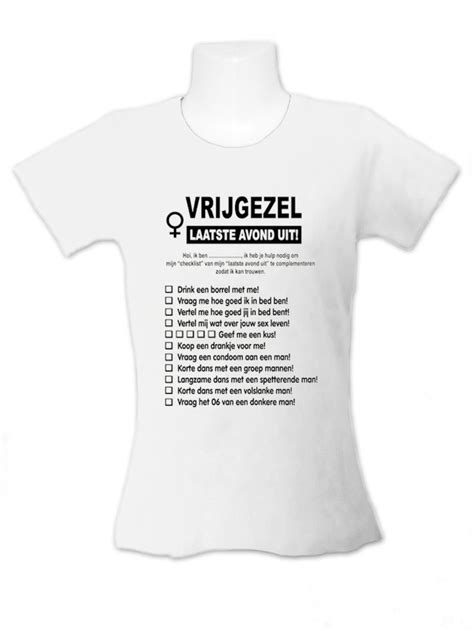 Vrijgezellen Dames T Shirt Met Checklist Voor De Laatste Avond Om Af Te