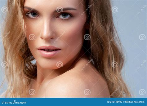 Beautiful Blonde With Wavy Hair Close Up Stock Image Image Of Perfect Massage 218416993