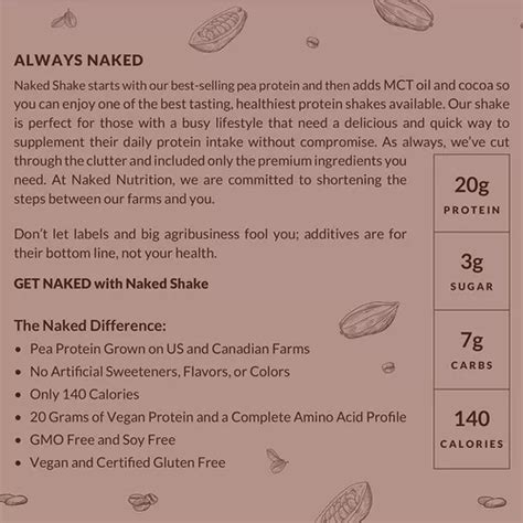 Naked Shake Polvo De Prote Na De Chocolate Batido De Pro Env O Gratis