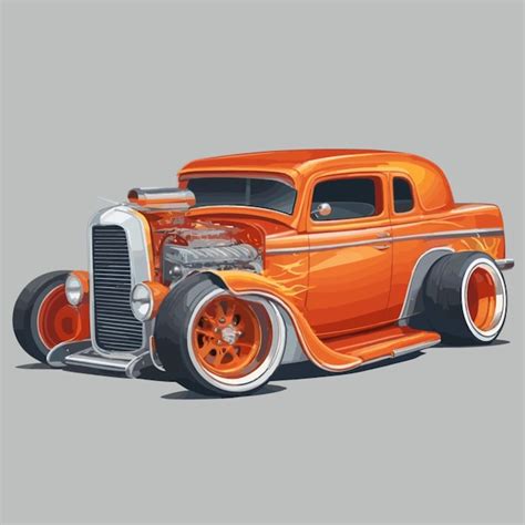 Vector De Carro De Hot Rod Em Fundo Branco Vetor Premium Gerado Ia