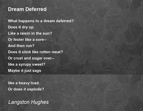 Dream Deferred Poem By Langston Hughes Poem Hunter