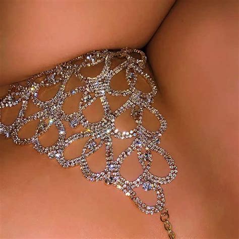 Hot Selling Sexy Heart Rhinestone Body Chains Jewelry Waist Round Panties For Women Crystal