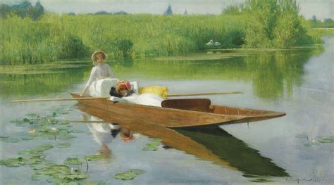 Arthur Hacker Ra 1858 1919 Punting On The Thames Christies