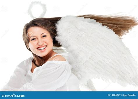 Beautiful Blonde Angel Against White Background Stock Image Image Of Blond Fashion