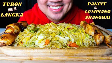 Pancit Lumpiang Shanghai And Turon With Langka I Asmr Eating I Filipino