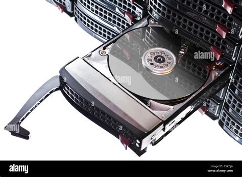 Open Hard Disk In Hot Swap Frame Isolated On White Stock Photo Alamy