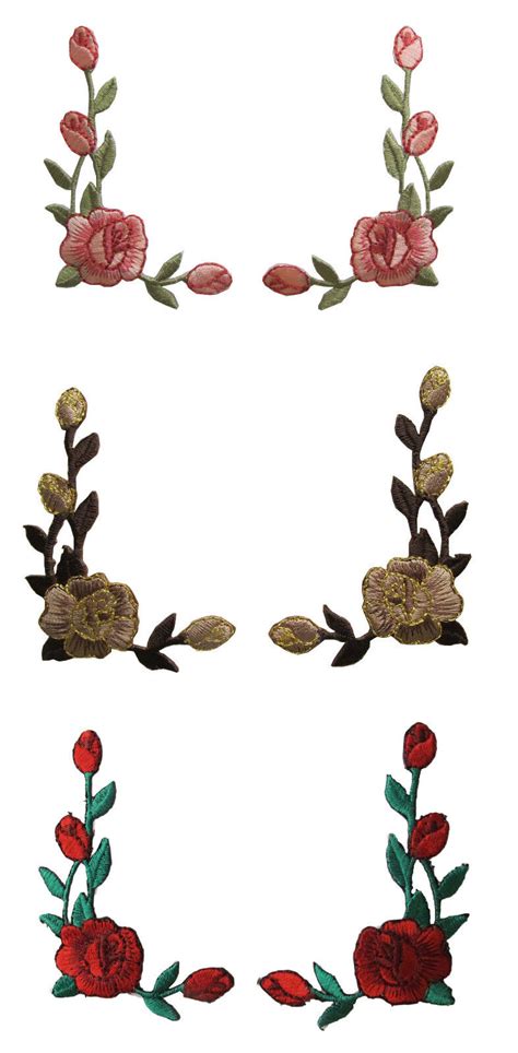 3964 Lot 2pcs Rose Flower Embroidery Iron On Applique Patch Leftandright Ebay