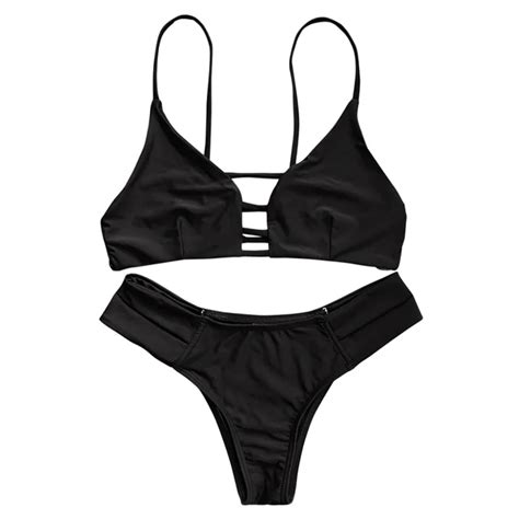 Zaful New Bikinis Spaghetti Straps Ladder Cut Swimming Suit Ladder Cut