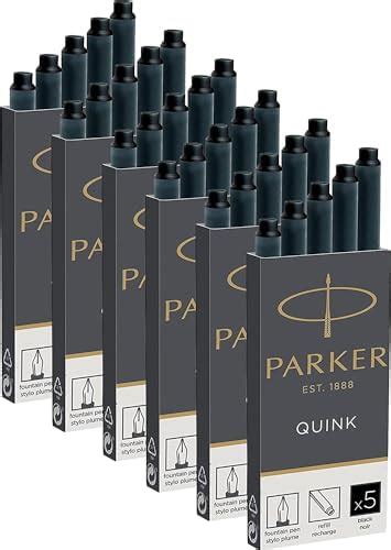 Parker Quink Fountain Pen Refill Ink Cartridges 30 Pack Black Ink