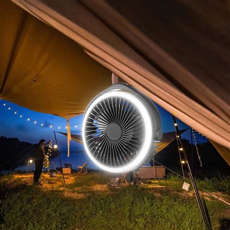 Qiopertar 10 Days Of Cleaning Camping Fan With Led Lights And Lanyard