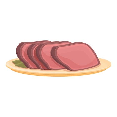 Vector De Dibujos Animados De Icono De Rebanada De Carne Cortada Cortar