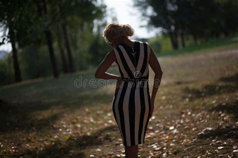 Beautiful Blonde Woman In The Autumn Forest At Sunset Stock Image Image Of Leisure Female