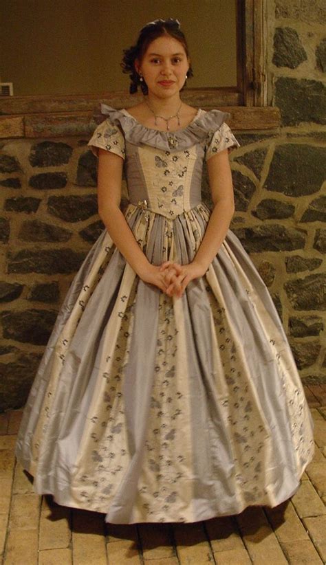 1860 Civil War Ball Gown Blue And Cream Artofit