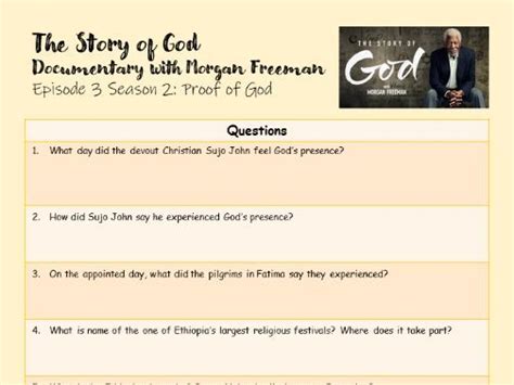 The Story Of God Documentary Proof Of God Worksheet Teaching