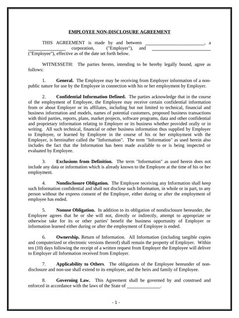 how to create a nondisclosure agreement for employees