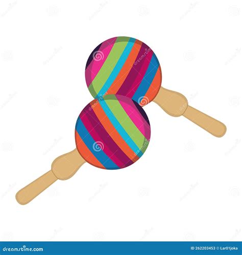 Vetor De ícone Tradicional Mariachi Maracas Colorido Isolado