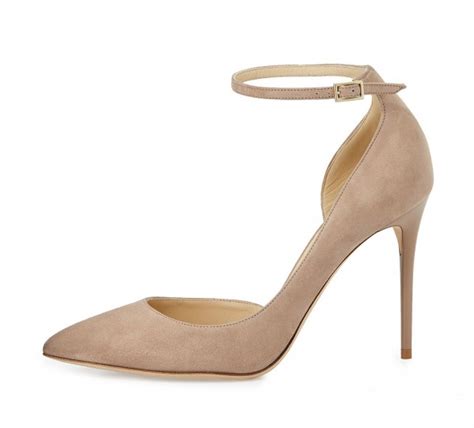 Jimmy Choo Lucy Half DOrsay Suede Pump Nude Shoes Post