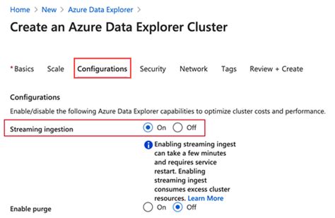 Configurar a ingestão de dados da transmissão em fluxo no cluster do