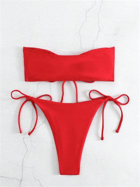 Swim Basics 2025 Damen einfarbiges Neckholder Bikini Set mit Cut Out Schnürung sexy bügellos