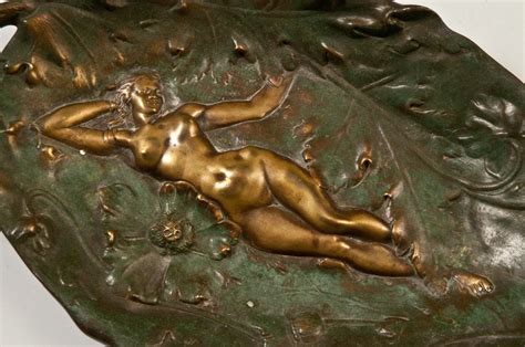 Art Nouveau Bronze Plaque Naked Woman