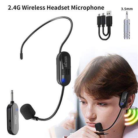 Wireless Microphone Headset, 2.4G Wireless Mic, 50m Stable Wireless ...