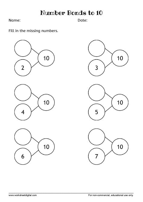 Number Bonds To 10 W3 Worksheet Digital