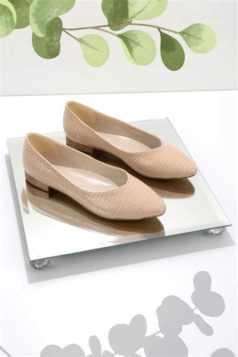 Bambi Parlak Nude Kroko Kadın Babet K01671056011 Fiyatı Yorumları Trendyol