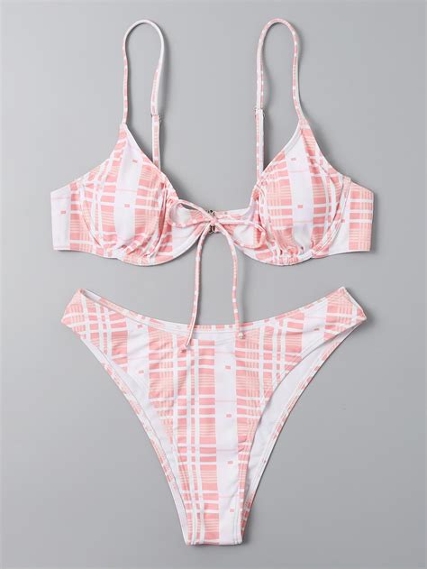 Bañador bikini con estampado de cuadros