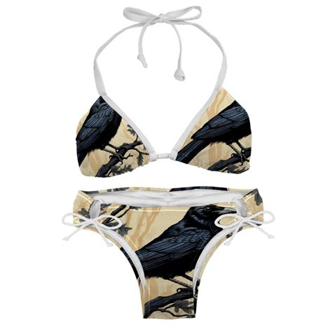Crow Detachable Sponge Adjustable Strap Bikini Set Swimsuit Pack