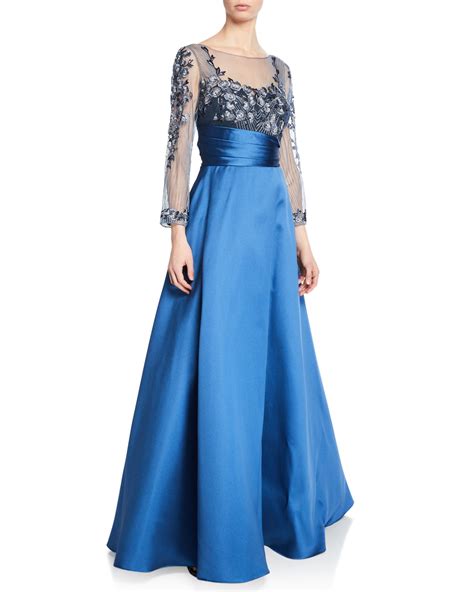 Marchesa Notte Sweetheart Illusion Mikado Ball Gown W 3d Floral Embroidered Bodice Neiman Marcus