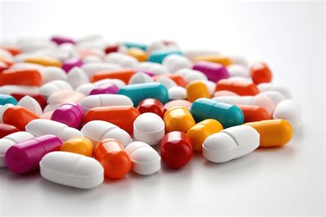 Colorful Pills On White Background Ai Generated Premium Ai Generated