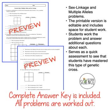 Sex Linked Traits And Multiple Alleles Non Mendelian Genetics Quiz