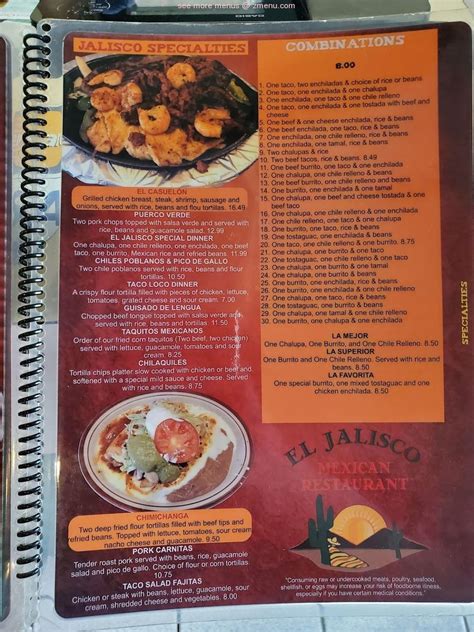 Menu At El Jalisco Restaurant Greer W Wade Hampton Blvd