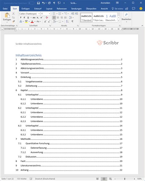 Das Inhaltsverzeichnis Deiner Bachelorarbeit Erstellen Vorlage