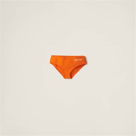 Miu Miu Logo Bikini Bottoms In Yellow Modesens