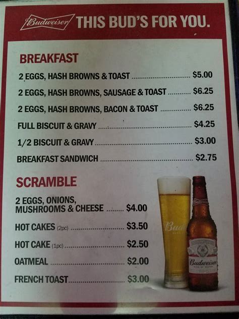 Menu at Alibi Tavern pub & bar, Springfield