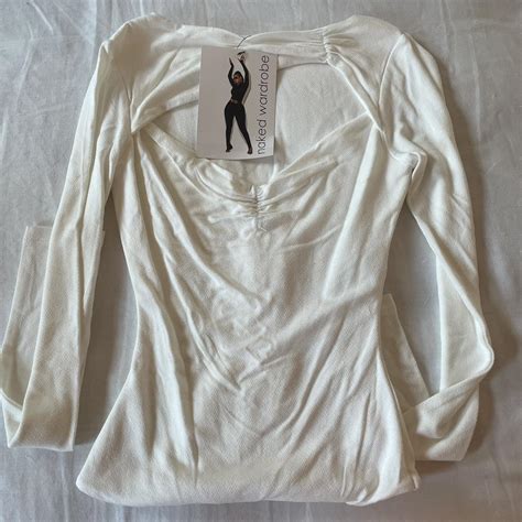 Naked Wardrobe Off White Ruched Long Sleeve Depop