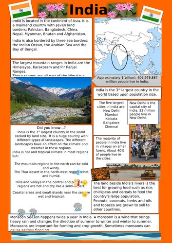 India Fact Sheet Teaching Resources