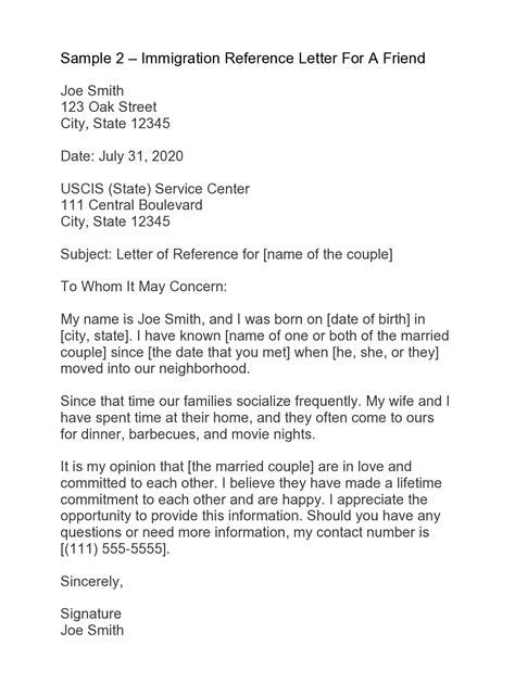 Marriage Sample Relationship Letter For Immigration