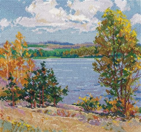 Осень у реки, набор для вышивания, арт. 1651 Овен | Купить онлайн на ...