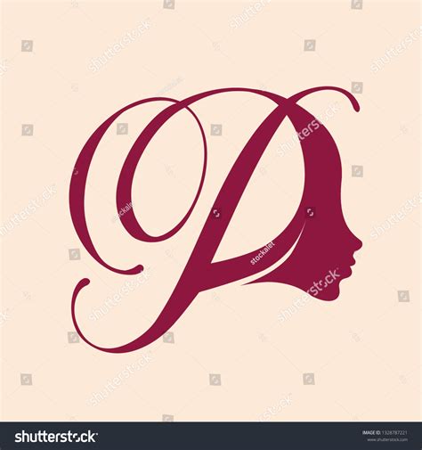 Letter P Logo Beautiful Woman Portrait Stock Vector Royalty Free
